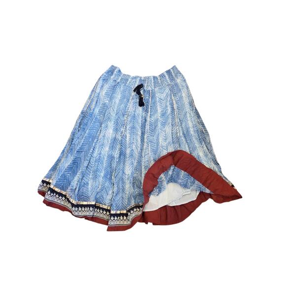 Soft Surroundings Zagara Rhoda Maxi Skirt Blue Batik Smocked Waist Boho | 3XL - Picture 3 of 11